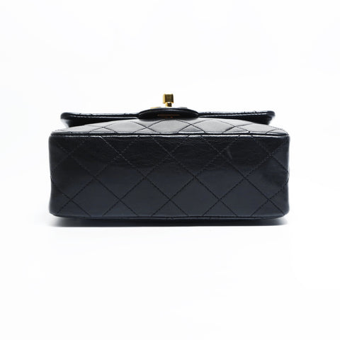 CHANEL 0 series 1986-1988 Mini Matelasse Classic Flap Square Lambskin Shoulder Bag black WS23501