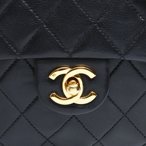 CHANEL 0 series 1986-1988 Mini Matelasse Classic Flap Square Lambskin Shoulder Bag black WS23501
