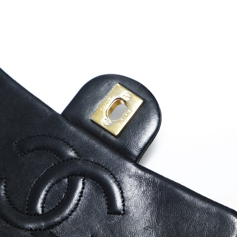 CHANEL 0 series 1986-1988 Mini Matelasse Classic Flap Square Lambskin Shoulder Bag black WS23501