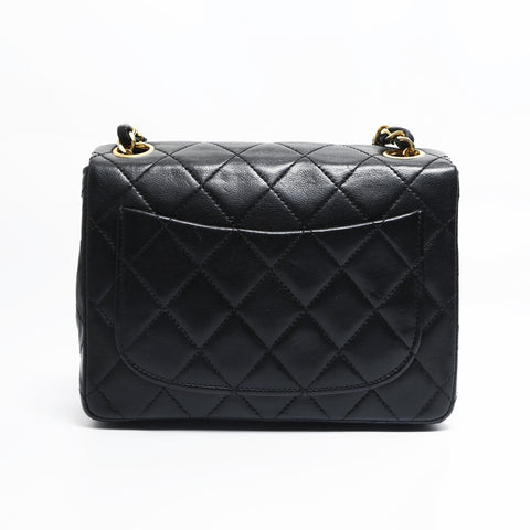 CHANEL 0 series 1986-1988 Mini Matelasse Classic Flap Square Lambskin Shoulder Bag black WS23501