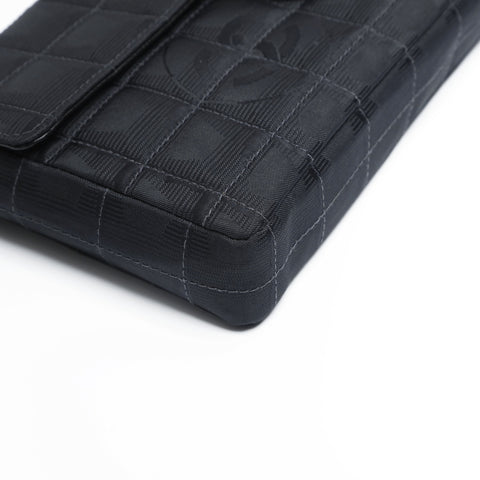 CHANEL No. 6 2000-2002 New Travel Line Chocolate Bar Nylon Canvas Shoulder Bag black WS23502