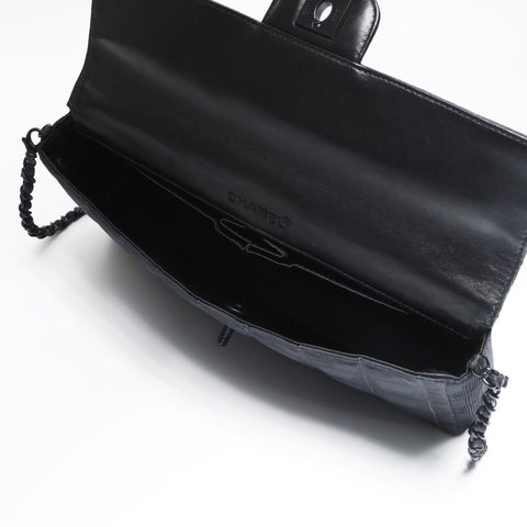 CHANEL No. 6 2000-2002 New Travel Line Chocolate Bar Nylon Canvas Shoulder Bag black WS23502