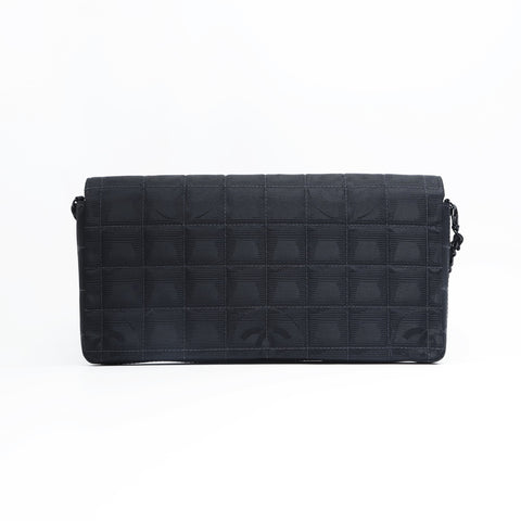 CHANEL No. 6 2000-2002 New Travel Line Chocolate Bar Nylon Canvas Shoulder Bag black WS23502