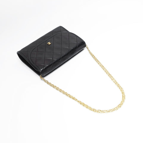 CHANEL Lambskin Mini Pochette Chain with Diamond Stitching Shoulder Bag black WS23503