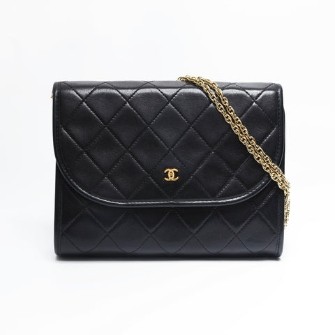 CHANEL Lambskin Mini Pochette Chain with Diamond Stitching Shoulder Bag black WS23503