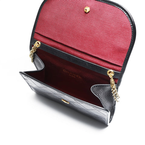 CHANEL Lambskin Mini Pochette Chain with Diamond Stitching Shoulder Bag black WS23503