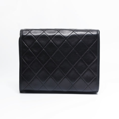 CHANEL Lambskin Mini Pochette Chain with Diamond Stitching Shoulder Bag black WS23503