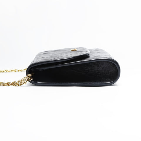 CHANEL Lambskin Mini Pochette Chain with Diamond Stitching Shoulder Bag black WS23503