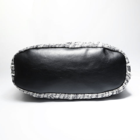 CHANEL wool tweed Tote Bag Black White WS23505