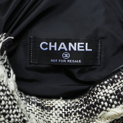 CHANEL wool tweed Tote Bag Black White WS23505