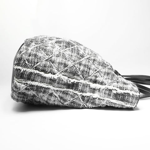 CHANEL wool tweed Tote Bag Black White WS23505