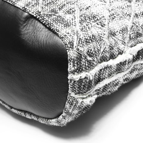 CHANEL wool tweed Tote Bag Black White WS23505