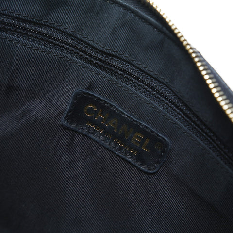 CHANEL No. 7 2002-2003 Caviar COCO Mark Half Moon Matelasse Shoulder Bag black WS23506