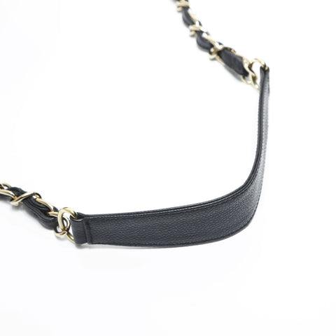 CHANEL No. 7 2002-2003 Caviar COCO Mark Half Moon Matelasse Shoulder Bag black WS23506