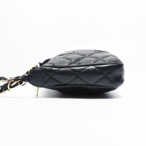 CHANEL No. 7 2002-2003 Caviar COCO Mark Half Moon Matelasse Shoulder Bag black WS23506