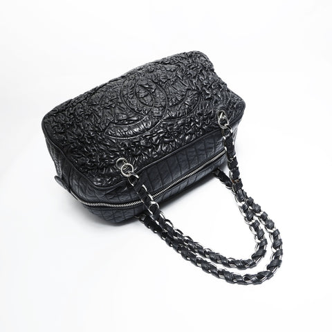 CHANEL No. 11 2006-2008 Deka COCO Mark Chain Lambskin Shoulder Bag black WS23507