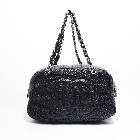 CHANEL No. 11 2006-2008 Deka COCO Mark Chain Lambskin Shoulder Bag black WS23507
