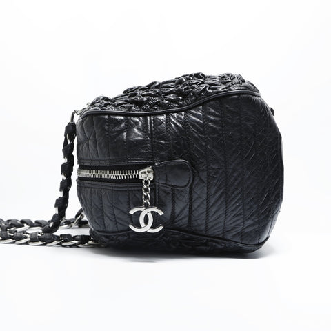 CHANEL No. 11 2006-2008 Deka COCO Mark Chain Lambskin Shoulder Bag black WS23507