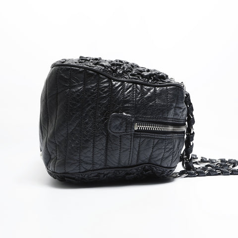 CHANEL No. 11 2006-2008 Deka COCO Mark Chain Lambskin Shoulder Bag black WS23507