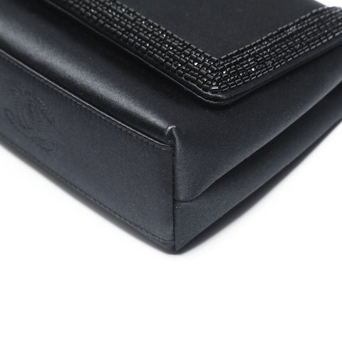 CHANEL No. 5 1997-1999 Satin Beaded Mini Shoulder Bag black WS23508