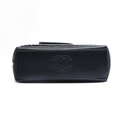 CHANEL No. 5 1997-1999 Satin Beaded Mini Shoulder Bag black WS23508