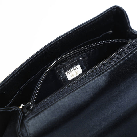 CHANEL No. 5 1997-1999 Satin Beaded Mini Shoulder Bag black WS23508