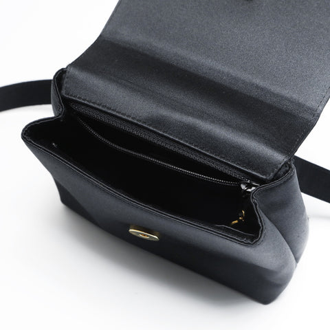 CHANEL No. 5 1997-1999 Satin Beaded Mini Shoulder Bag black WS23508