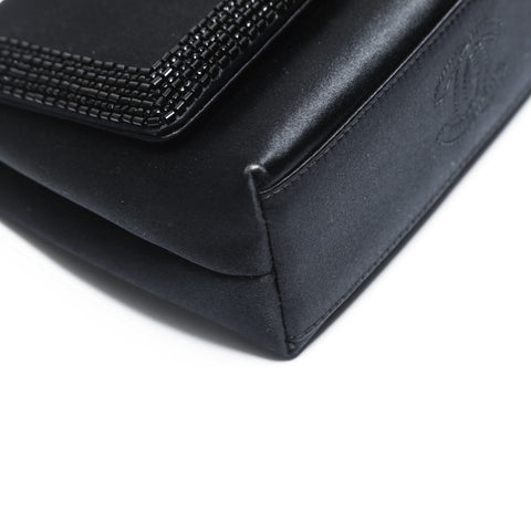 CHANEL No. 5 1997-1999 Satin Beaded Mini Shoulder Bag black WS23508