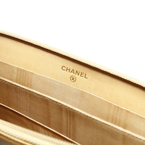 CHANEL No. 9 2004-2005 Caviar COCO Mark Round Zip Purse beige WS23509