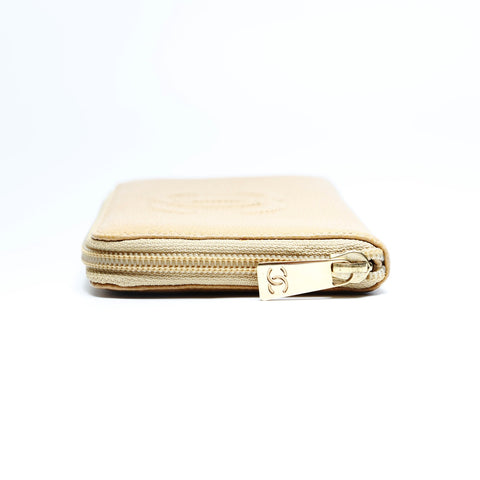 CHANEL No. 9 2004-2005 Caviar COCO Mark Round Zip Purse beige WS23509