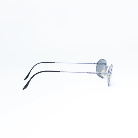 CHANEL Metal frame sunglasses Black purple WS23511