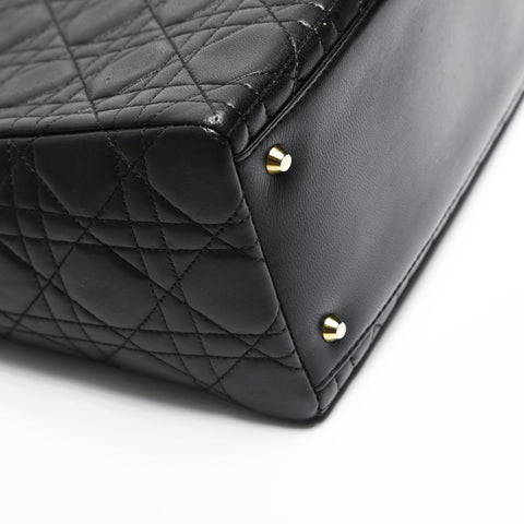 Christian Dior Lady Dior Cannage Medium 2-way Lambskin Bag Handbag black WS23512