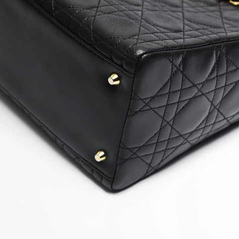 Christian Dior Lady Dior Cannage Medium 2-way Lambskin Bag Handbag black WS23512