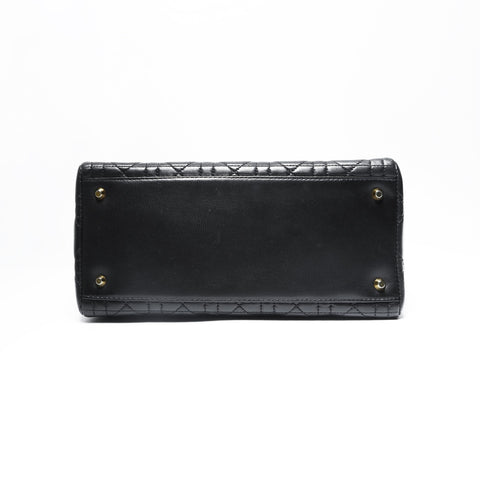 Christian Dior Lady Dior Cannage Medium 2-way Lambskin Bag Handbag black WS23512