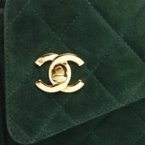 CHANEL Suede Matelasse Chain Tassel Shoulder Bag green WS23513