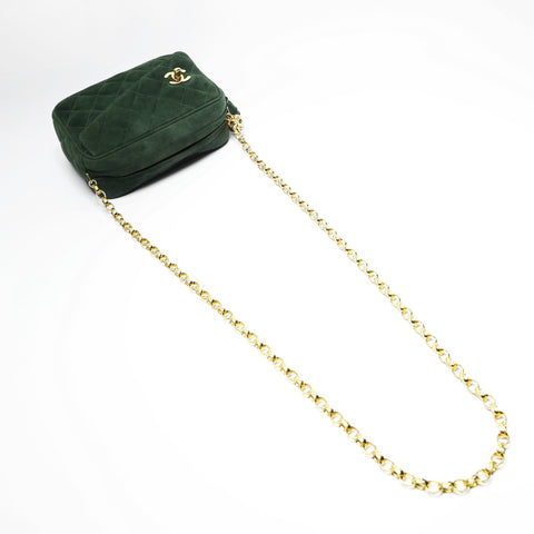 CHANEL Suede Matelasse Chain Tassel Shoulder Bag green WS23513