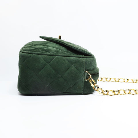 CHANEL Suede Matelasse Chain Tassel Shoulder Bag green WS23513