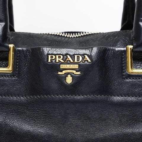 PRADA 2way leather Handbag black WS23515