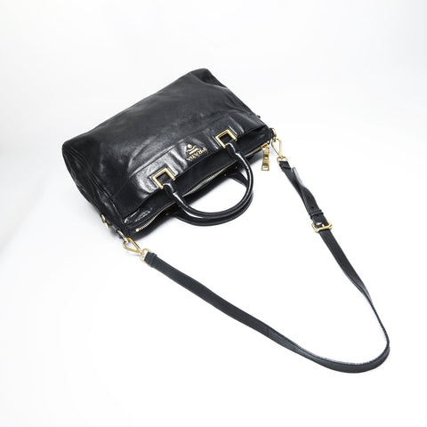 PRADA 2way leather Handbag black WS23515