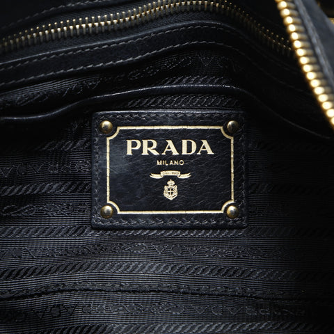 PRADA 2way leather Handbag black WS23515