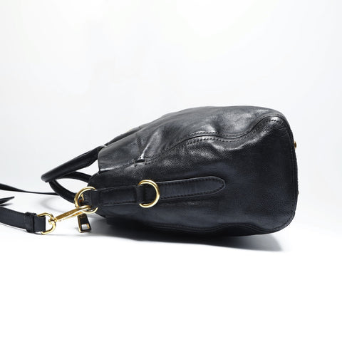 PRADA 2way leather Handbag black WS23515