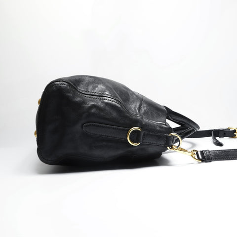 PRADA 2way leather Handbag black WS23515