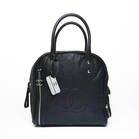 CHANEL No. 11 2006-2008 Deka COCO Mark Bowling Bag Shoulder Bag black WS23521