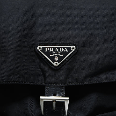 PRADA Nylon triangle logo Backpack  Daypack black WS23522