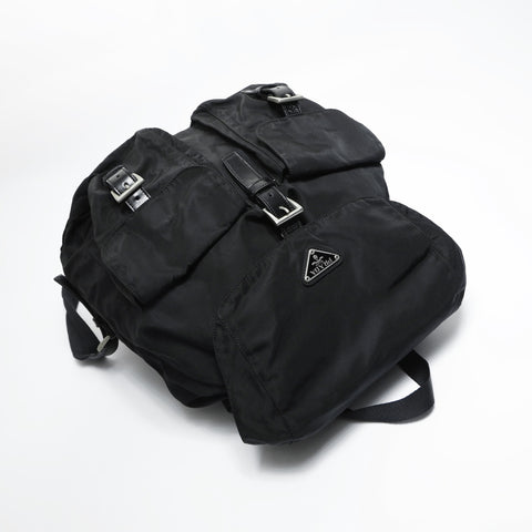 PRADA Nylon triangle logo Backpack  Daypack black WS23522