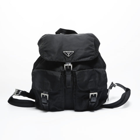 PRADA Nylon triangle logo Backpack  Daypack black WS23522