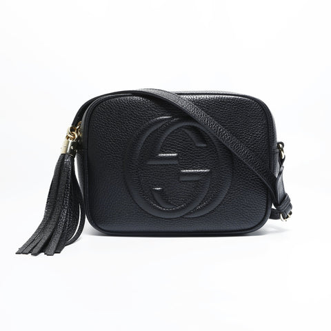 GUCCI Leather Soho Tassel Camera Bag Shoulder Bag black WS23526