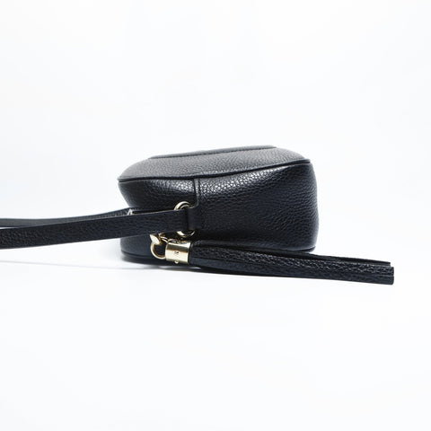 GUCCI Leather Soho Tassel Camera Bag Shoulder Bag black WS23526