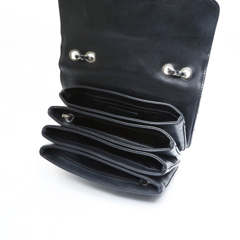 CHANEL No. 16 2012 Lambskin Chain Wallet Matelasse Shoulder Bag black WS23537