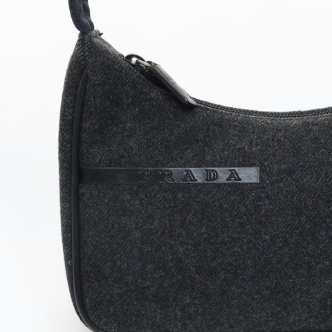 PRADA Sport Line Wool Hobo Shoulder Bag gray WS23538